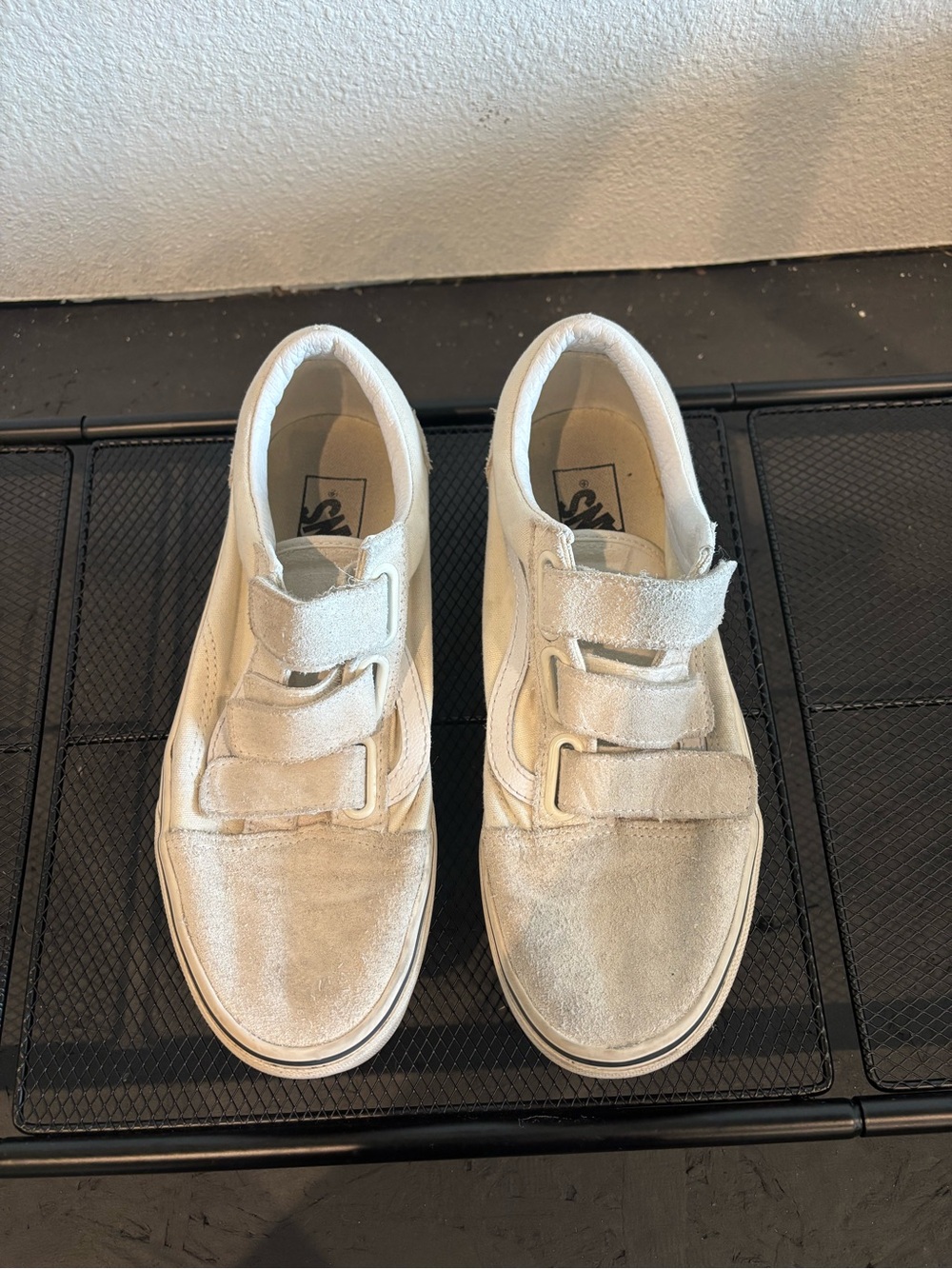 Vans Women's White Suede Velcro Sneakers